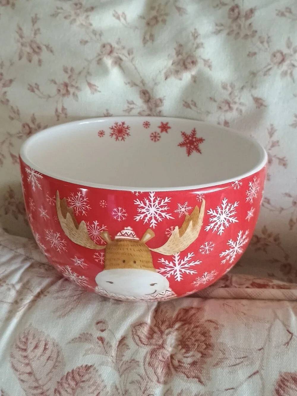 **SET Of Bowl And mug Holiday Snowflake ❄️ Moose Bowl and Cup ❄️